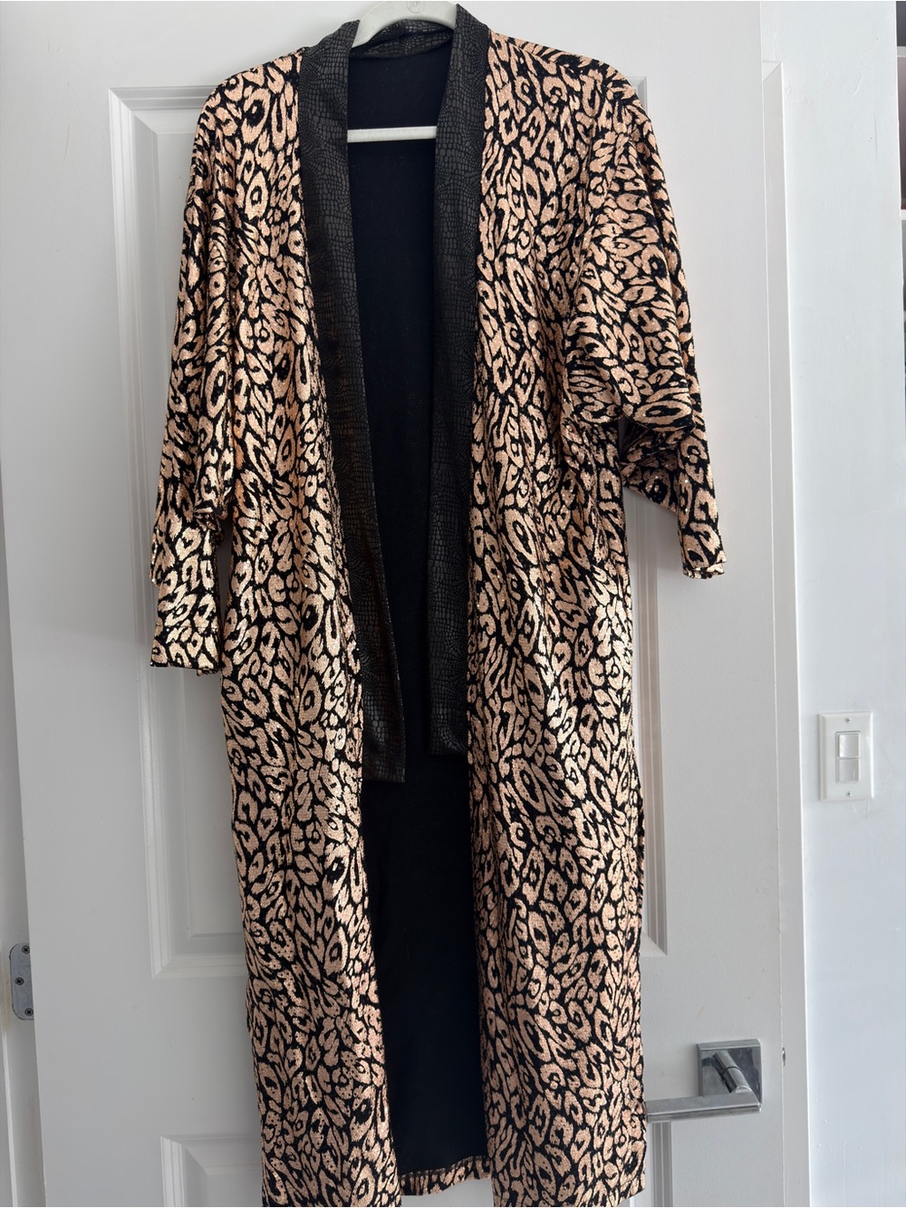 GigiMoll Leopard Print Sequence Kimono Robe